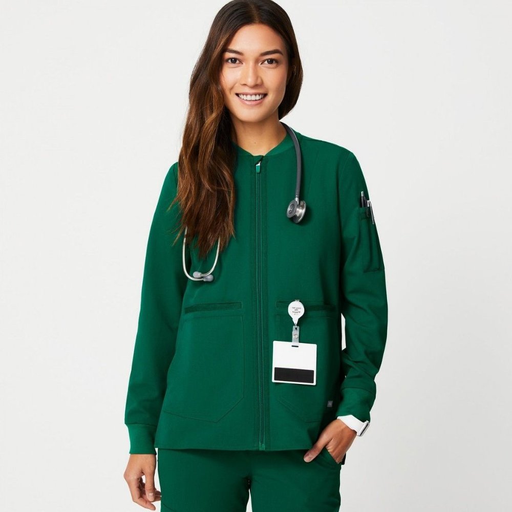 Figs bellery scrub jacket green size medium